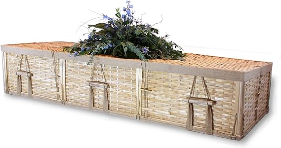 PASSAGES International Dorset 4-Point Bamboo Casket Eco-Friendly Unassembled Funeral Casket Handcrafted Sustainable Bamboo Green Burial & Cremation Option