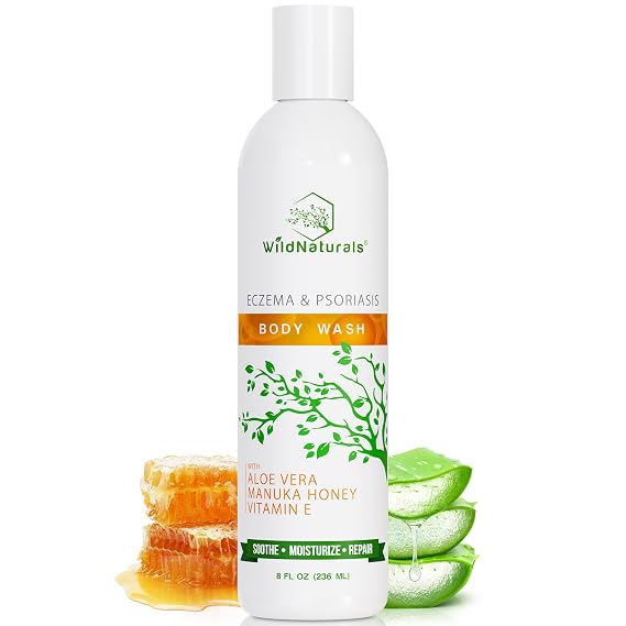 Wild Naturals Moisturizing Eczema Body Wash, Gentle Psoriasis Body Wash for Itchy, Dry Skin Relief Eczema Soap for Redness and Flareups, Hydrating Cleanser for Women and Men