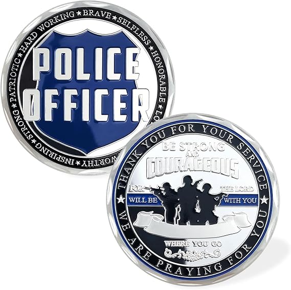 Police Officers Prayer Coin Law Enforcement Challenge Coin Thin Blue Line Gift