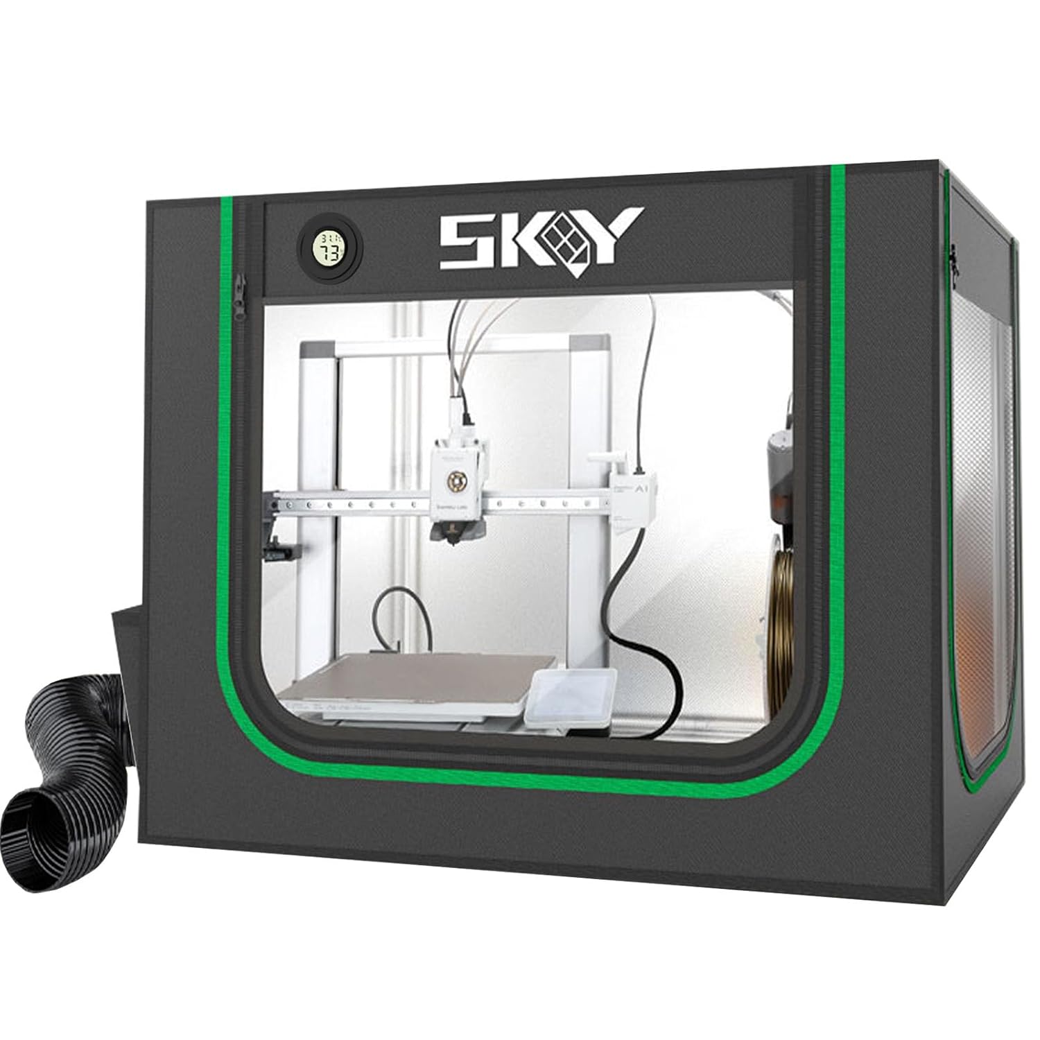 Update 3D Printer Enclosure with LED Light, Smoke Exhaust Kit, Thermo-Hygrometer,Fireproof Dustproof Tent Constant Temperature Protective Cover for Bambu Lab A1,A1 Mini,840  580  580mm