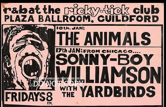 Sonny Boy Williamson コンサートポスター 11 x 17インチ - Incredible 1964年ライブショー feat.The Animals and The Yardbirds - レアポスター - アートプリント