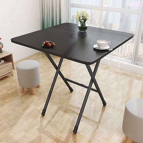 Folding Table, 24" Foldable Table, Portable Square Table with Foldable Legs, Strong Load Bearing Folding Dining Tables, for Indoor&Outdoor Party, Camping, Picnic (Black)