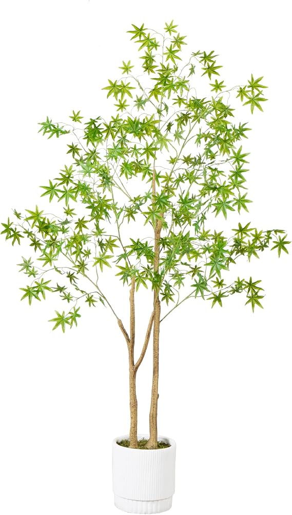 Nearly Natural 6ft. Artificial Maple Tree with White Planter