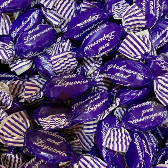 Thornes Sugar Free Blackcurrant and Liquorice Toffees 250g - Ideal for Gifts - Sharing - Original Retro Confectionery - Diabetics Sweets - Sealable Pouch - Packaged by Tingo