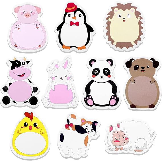 30 Sets Cartoon Animal Sticky Notes Cute Cartoon Memo Page Markers Flags in Different Shapes for Home, School and Office, 10 Styles (Vintage Style)