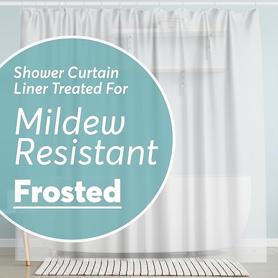 BigFoot Shower Curtain 72 x 72 PEVA Premium Shower Curtain with Rustproof Metal Grommet and 3 Magnetic Weights Odor Free and Compatible with Standard Showers, Frosted