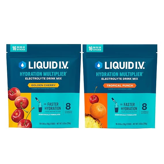 Liquid I.V. Hydration Multiplier - Fruit Lovers - Golden Cherry + Passion Fruit - 2 Pack (16 Servings)