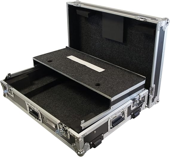 Harmony Audio HCXDJRX3WLT Flight Road DJ Custom Case fits Pioneer XDJ-RX3 Controller W/Wheels & Laptop Gliding Slide Shelf