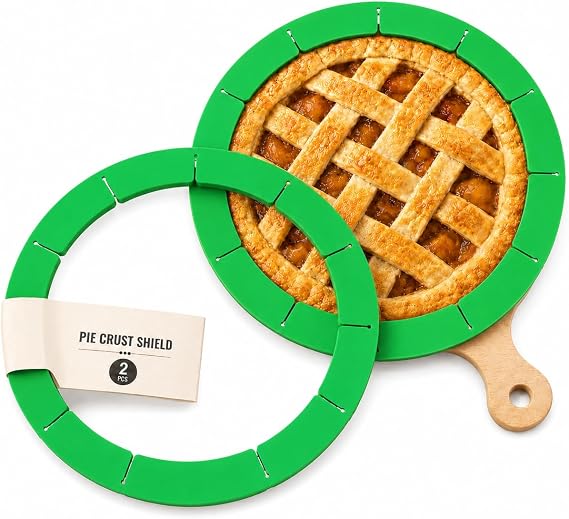 CARGEN Adjustable Silicone Pie Crust Shield Edge Protector 2 Pcs Green