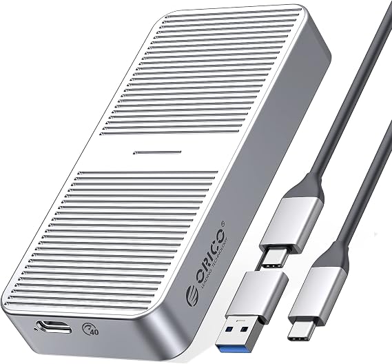 ORICO 40Gbps NVMe SSD Enclosure, M.2 to USB-C Adapter for NVMe M-Key 8TB SSD Max, Aluminum M2 External SSD Case, Compatible with Thunderbolt 3/4 USB3.2/3.1/3.0/Type - M224 (Silver)