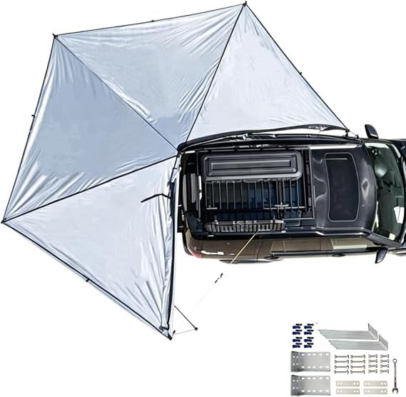 270 Degree Car Awning Overlanding Free Standing Driver Side | 600D Oxford Fabric, 101 sq.ft, Waterproof, 6.5ft Radius, No Vertical Pole, Fits SUV/Van/Truck