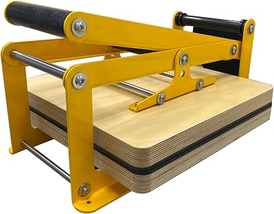 Banfluxion Manual Flat Press Printmaking Machine Linocut Printing Hand Lever Press Machine Hand Lino Press Machine with Yellow Stainless Steel Plate Frame