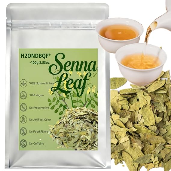 Senna Leaves Tea, Dried Herbal Tea, 100% Natural 3.53 oz (100g) | Loose Leaf Dried Senna Alexandrina, Non-GMO, Caffeine-Free