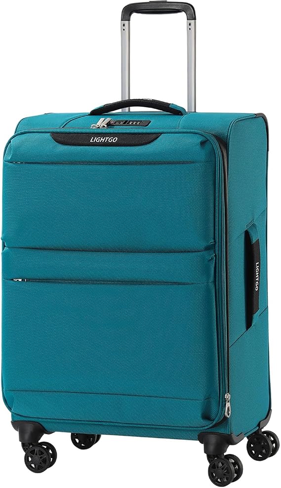 LIGHTGO 28" Softside Suitcase, Expandable, TSA Lock, Spinner Wheels | Water-resistant polyester softside case, expandable 100-110L at 2.56kg; ideal for long trips &amp; family packing