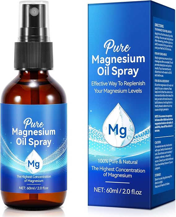 Magnesium Spray, Magnesium Oil for Feet, 100% Pure &amp; Natural Organic Magnesium Oil Spray Glass Bottle, Easy to Absorb &amp; Use, Magnesium Oil Spray for Sleep