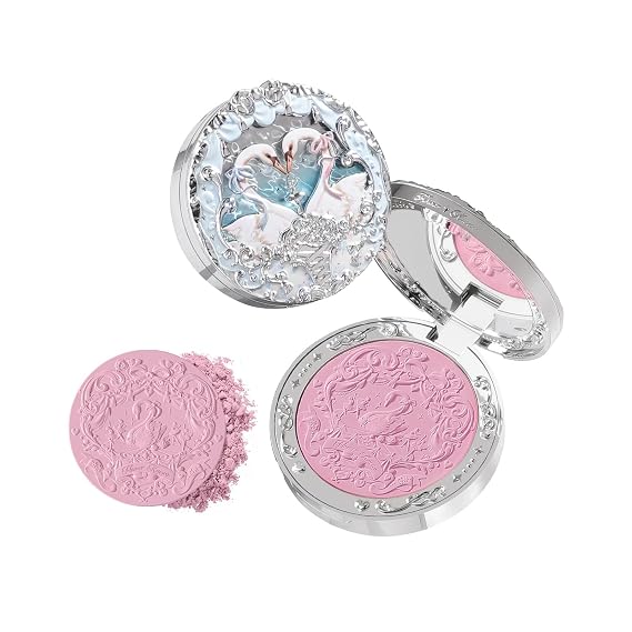Flower Knows Swan Ballet Embossed Blush,Cool Lilac Matte Powder Blush for Cheeks,Buildable & Blendable Face Makeup,Soft Long-Lasting Cute Make Up for Women & Girls,0.17 Oz(03 Silky Ribbon)