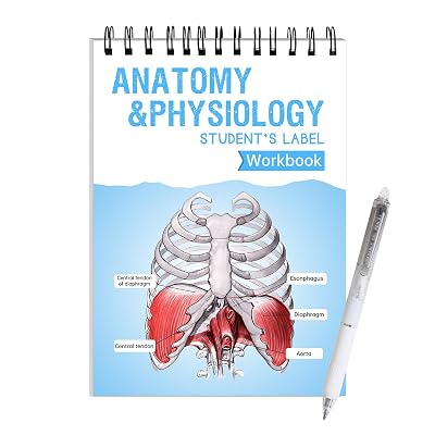 Anatomy Physiology Students Label Workbook,100 Full-Color Dry-Erase Pages, Interactive Anatomy Illustrations for Medical School Students, Doctors, Nurses Anatomy Terms Blue