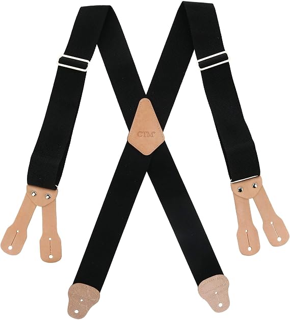 CTM Men's Big & Tall Non-Elasticized Button End Work Suspenders