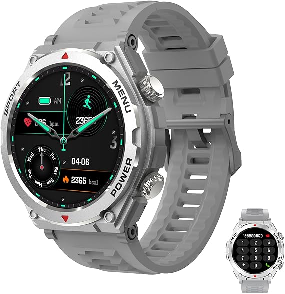Military Smart Watch for Men with 1.52 HD Waterproof (Answer/Make Call),Outdoor Smart Watch with Heart Rate,SpO2,Sleep Monitoring Compatible with iOS and Android