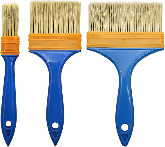 3 Pack Paint Brush Set, 1" 3" 5" Flat Paint Brushes for Priming, Painting, Varnishing, Wood, Walls, and More