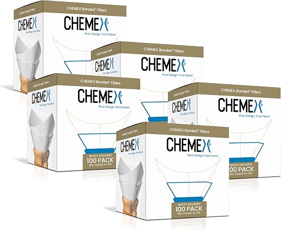 Chemex Bonded Coffee Filters, Square, 100 Count 5 Pack, Pour Over Filters