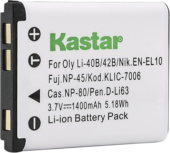 Kastar Battery for Kodak KLIC-7006 K7006 & EasyShare M22, M23, M200, M522, M530, M531, M532, M550, M552, M575, M577, M580, M583, M750, M873, M883, M5350, M5370, MD30, Mini, Touch Digital Camera