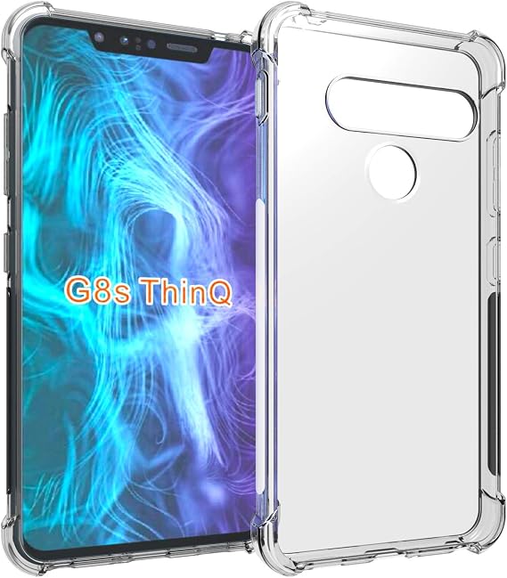 USTIYA Case for LG G8S ThinQ Clear TPU Four Corners Protective Cover Transparent Soft funda