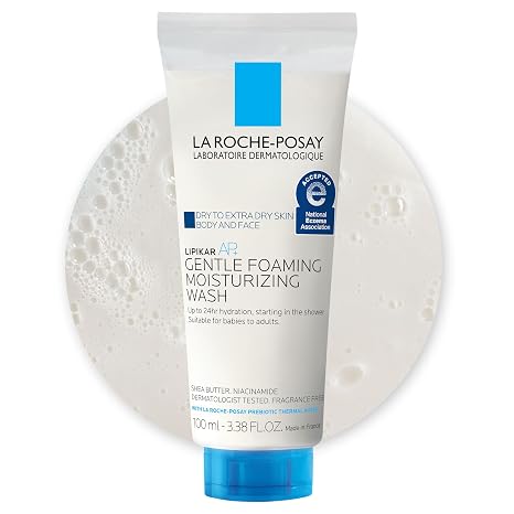 La Roche-Posay Lipikar AP+ Gentle Moisturizing Body Wash, with Shea Butter | Foaming body wash for dry skin with shea butter, niacinamide, glycerin. Soap free & National Eczema Association accepted.