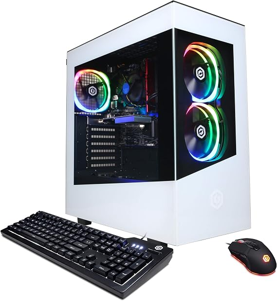 CYBERPOWERPC Gamer Master Gaming PC, AMD Ryzen 3 4100 3.8GHz, GeForce GT 1030 2GB, 8GB DDR4, 500GB PCI-E NVMe SSD, WiFi Ready & Win 11 Home (GMA888A7), White