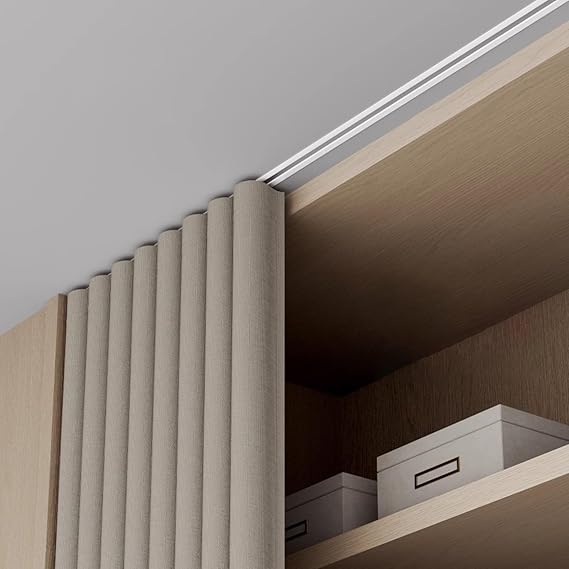 Kunovo Curtain Track White Recessed Ceiling Drape Track Set, Flexible Bendable Metal Single Sliding Curtain Rail System(White,0.5m/1.6ft)