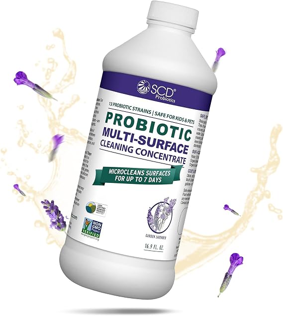 SCD Probiotics Cleaning Concentrate Lavender, Plant-based Cleaner 17 oz | Kid & Pet Safe, Makes 2 Gallons of Concentrate, Biobased Probiotic Cleaner, Eco-friendly Refill