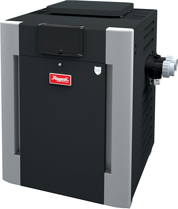 Raypak 300k BTU Pool & Spa Heater, Natural Gas, Polymer Header, Cupronickel Tubing, Digital Control, 0-1999 ft. Elevation