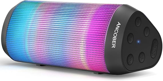 Portable Bluetooth Speaker Powerful HD Loud Sound, LED Lights, IPX4 Wateproof, 24H Playtime, Wireless TWS Pairing, Built-in Mic, for Home/Outdoor/Party, Cool Electronics, Birthday Gifts for Men Women