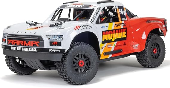 ARRMA Mojave RC Truck 4X4 4S BLX 1/8th Scale Desert Truck RTR (Battery and Charger Not Included), White/Red ARA4404T1