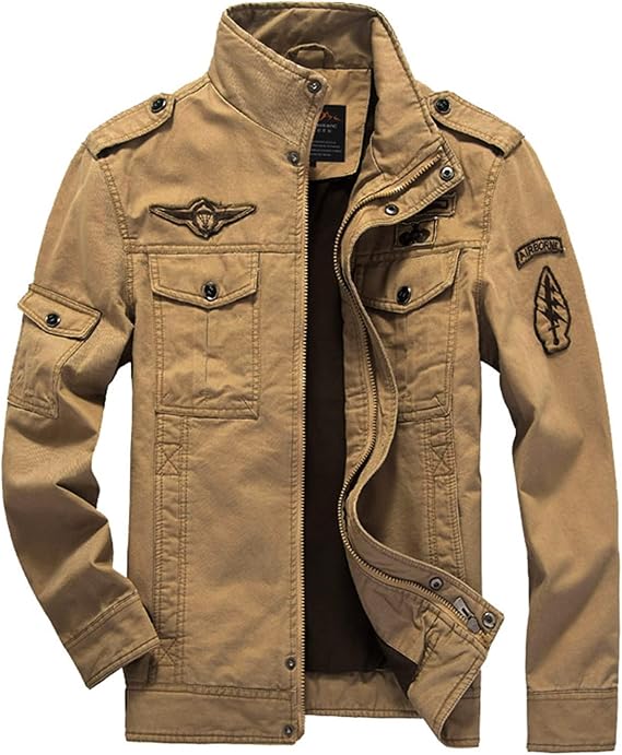 Men's Jacket Men's Transition Jacket Military Jacket Stand-Up Collar Aviator Jacket