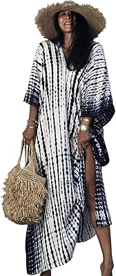 CHERRY CAT Women Beachwear Long Beach Coverups Kaftan Casual Caftan Dress Swimwear cover ups