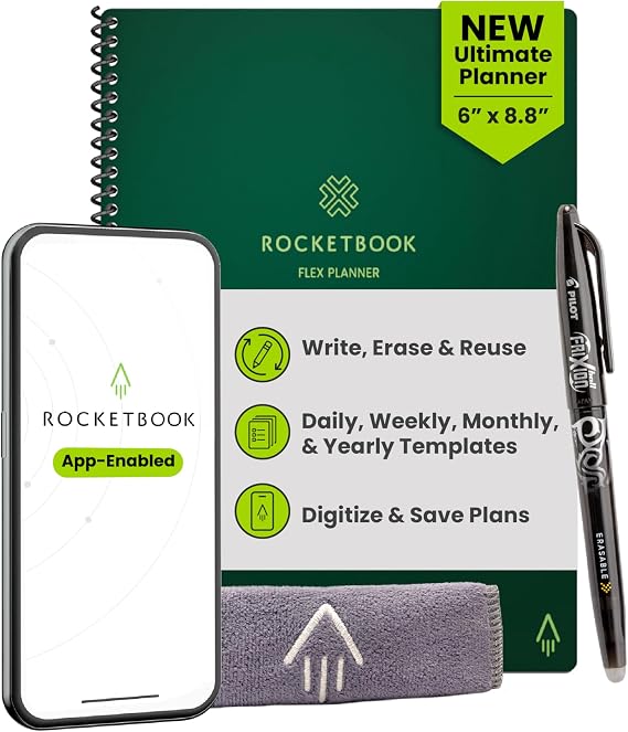 Rocketbook Flex Reusable Planner, Executive Size 6x8.8, Green