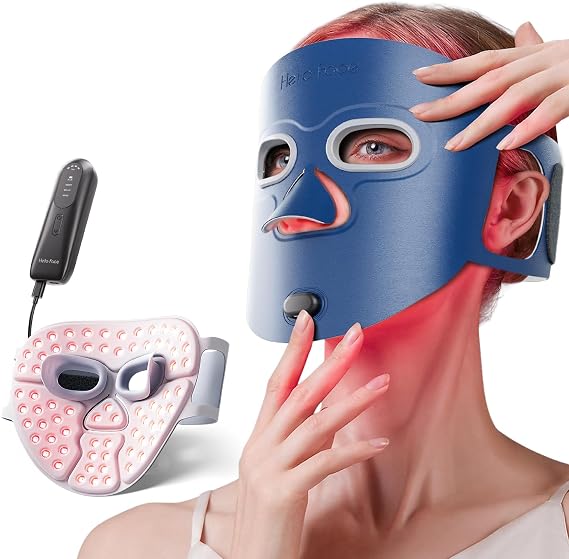 Red Light Therapy for Face, 4 Modes Portable Red Light Therapy for Face, 3000mAh Rechargeable Remote, 850nm Infrared & Red Light Masks, 280 LEDs, Timing Function, at Home & Travel
