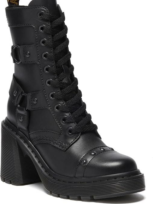 Dr. Martens Women's Chesney Harness Flare Heel Leather Boots