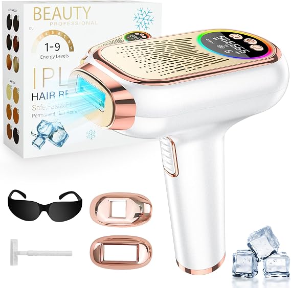 AOOWU IPL Hair Removal Device, 3-in-1 HR/SC/RA Laser Hair Removal Device with 9 Energy Levels, 2 Modes, IPL Laser Hair Removal for Women Body Facial Bikini Arm Leg, Home Use, Long Lasting & Painless
