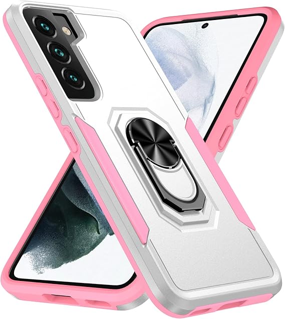 Janmitta Samsung Galaxy S22 5G Case, Shockproof 360 Degree Rotating Stand Case [Dual Layer PC + TPU] - White