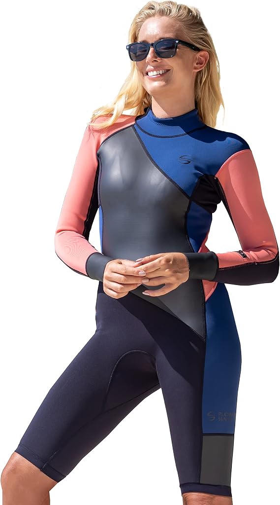 Platinum Sun Shorty Wetsuit Women, 2mm Limestone Neoprene Long Sleeve Womens Wetsuit