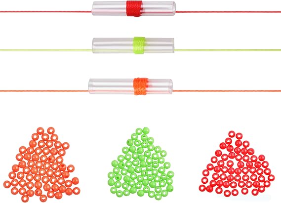 Bobber Stops Plastic Beads Kit Fishing Float Stop Knots with Plastic Fishing Beads for Fishing Line or Leader Slip Bobbers for Crappie Fishing Saltwater Freshwater