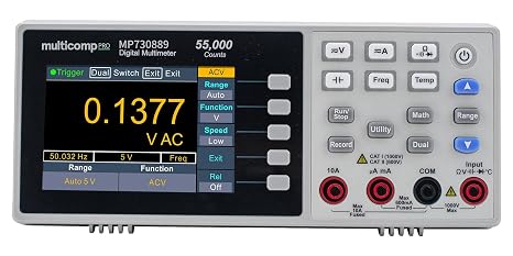Bench Digital Multimeter, 4.5 Digits, RS232/USB, 10A, 1kV, 750V, 50Mohm