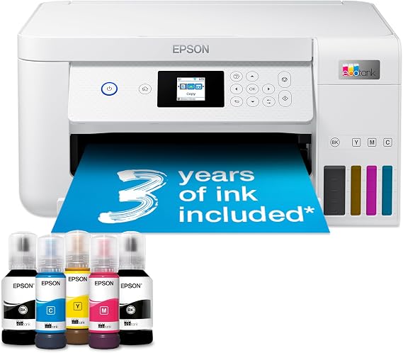 Epson EcoTank ET-2856 A4 Multifunction Air Print and Wi-Fi Ink Tank Printer with double sided printing, Up To 3 Years Of Ink Included