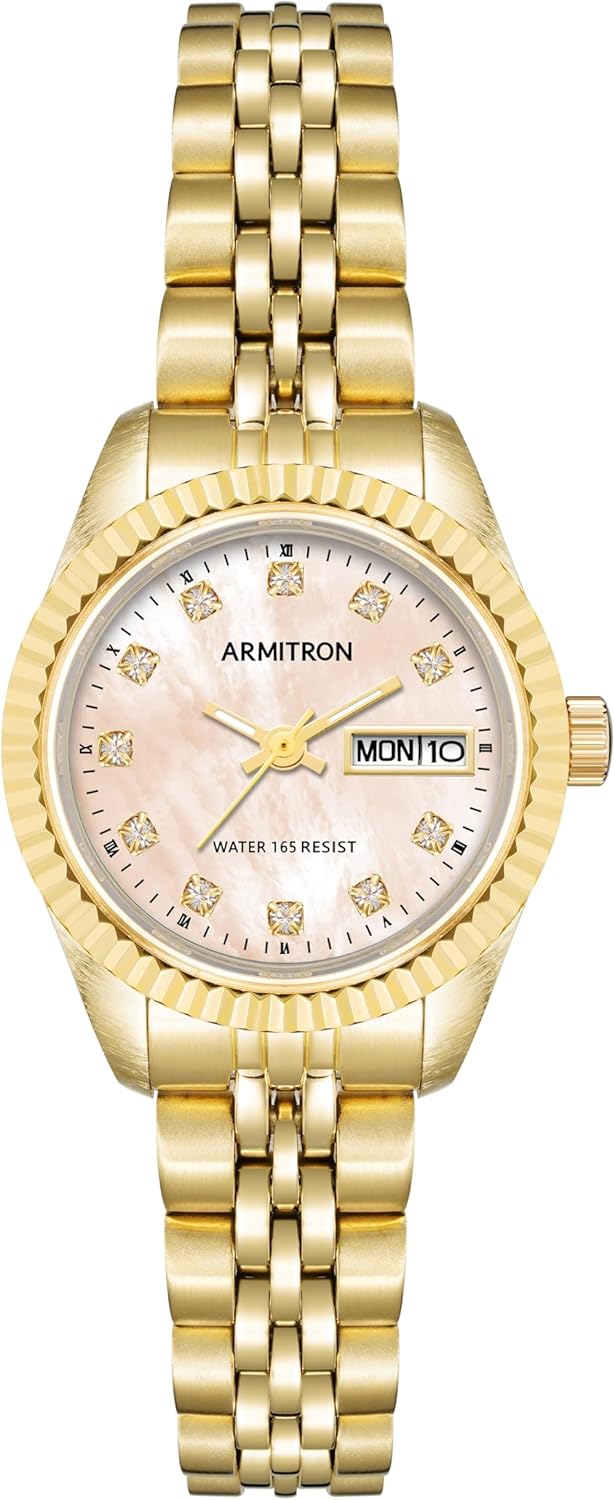 Armitron Women's Genuine Crystal Accented DayDate Function Bracelet Watch, 752475
