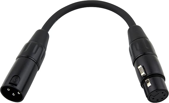 Pig Hog PX-DMX5F 5-Pin DMXF to 3-Pin XLRM Adapter Cable, 6"