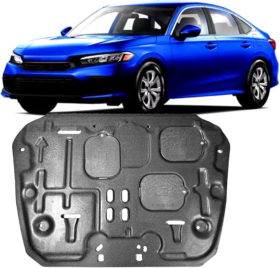Front Engine Splash Shield Fit for Honda Civic 2022 2023 2024 Skid Plate Suitable for Civic Engine Guard Cover Mud Flaps Directly Replace Original One Black