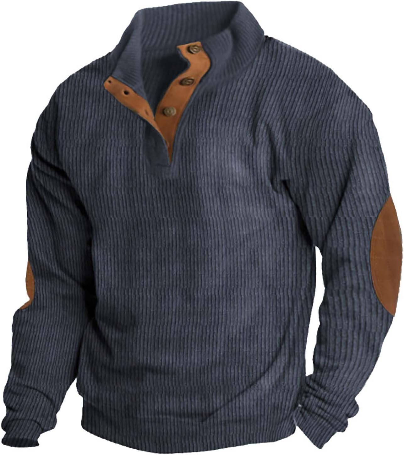 Mens Quarter Button Sweatshirt 2023 Fall Winter Retro Long Sleeve Mock Neck Corduroy Pullover Workout Casual Golf Sweatshirt