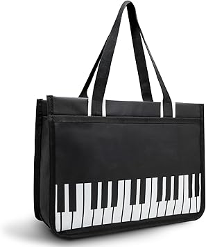 BestSounds Piano Bag, Zipper Waterproof Oxford Cloth Music Piano Accessories Book Bag Tote for Students Kids, Girls, Women, Gifts for Music Lovers Musicians Black